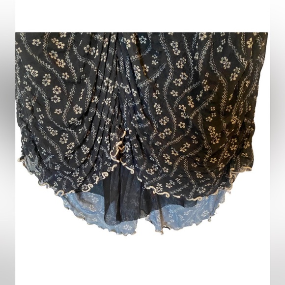 Anna Sui Posies Mesh Midi Dress Hi Low Bell Sleeve  S - Picture 6 of 6